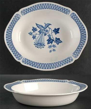 Avocado Blue 10" Oval Vegetable Bowl