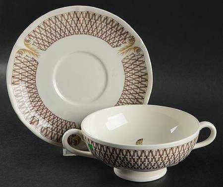 Avocado Yellow Footed Cream Soup Bowl & Saucer Set