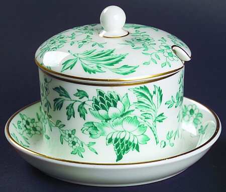 Avon Green Jam/Jelly & Lid w/Attached Underplate