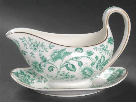 Avon Green Gravy Boat with Attached Underplate