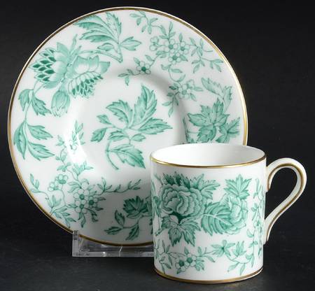 Avon Green Flat Demitasse Cup & Saucer Set