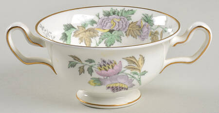 Avon Multicolor Footed Cream Soup Bowl