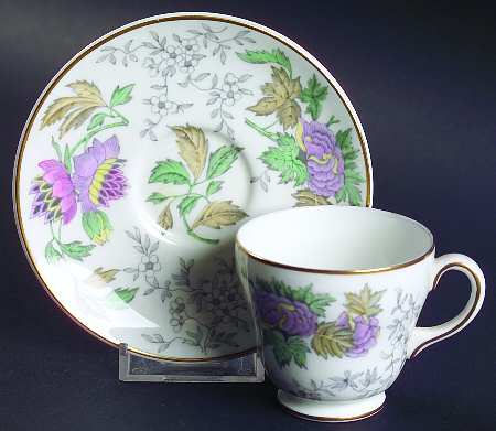 Avon Multicolor Footed Demitasse Cup & Saucer Set