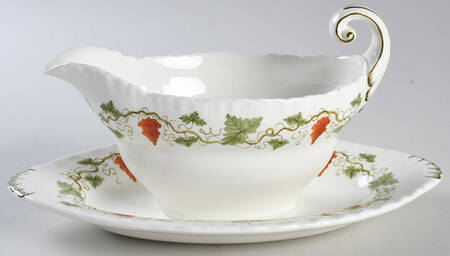 Bacchus Red Gravy Boat with Attached Underplate