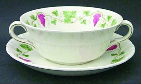 Bacchus Red Flat Cream Soup Bowl & Saucer Set