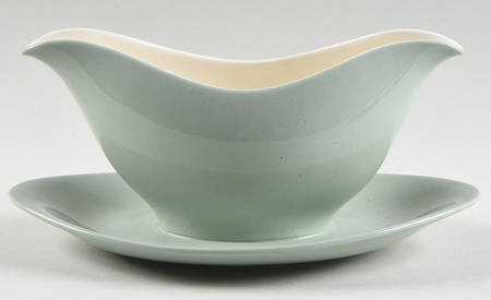 Barlaston Green Gravy Boat with Attached Underplate