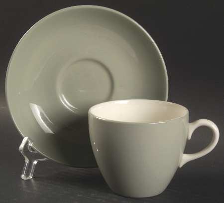 Barlaston Green Flat Cup & Saucer Set