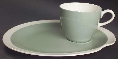 Barlaston Green Snack Plate & Cup Set