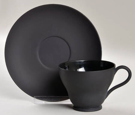Basalt Black Flat Cup & Saucer Set
