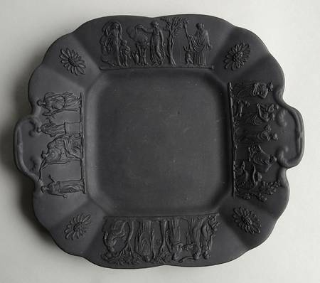 Basalt Black Square Handled Cake Plate