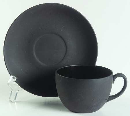 Basalt Black Flat Cup & Saucer Set