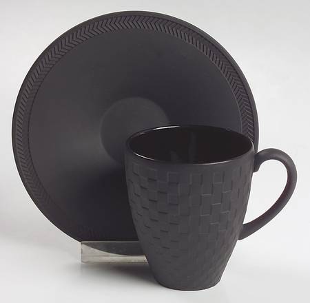 Basalt Black Flat Demitasse Cup & Saucer Set