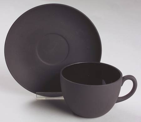 Basalt Black Flat Cup & Saucer Set