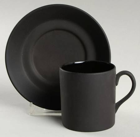 Basalt Black Bond Shape Demitasse Cup and Saucer Set
