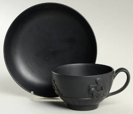 Basalt Black Flat Cup & Saucer Set
