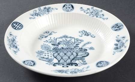 Basket (Flow Blue) Large Rim Soup Bowl