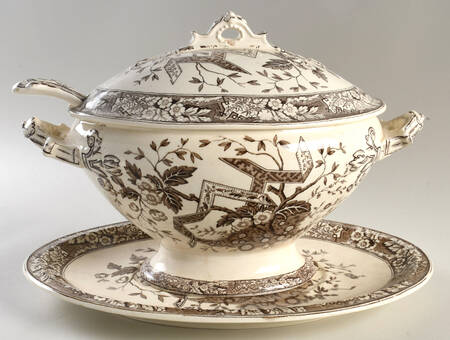 Beatrice Brown Tureen & Lid w/Ladle & Underplate