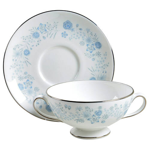 Belle Fleur Footed Cream Soup Bowl & Saucer Set