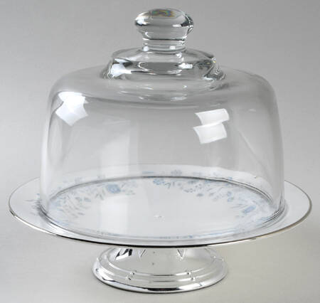 Belle Fleur 6 1/2"-7 1/2" Footed Cheese Plate w/ Glass Dome HC