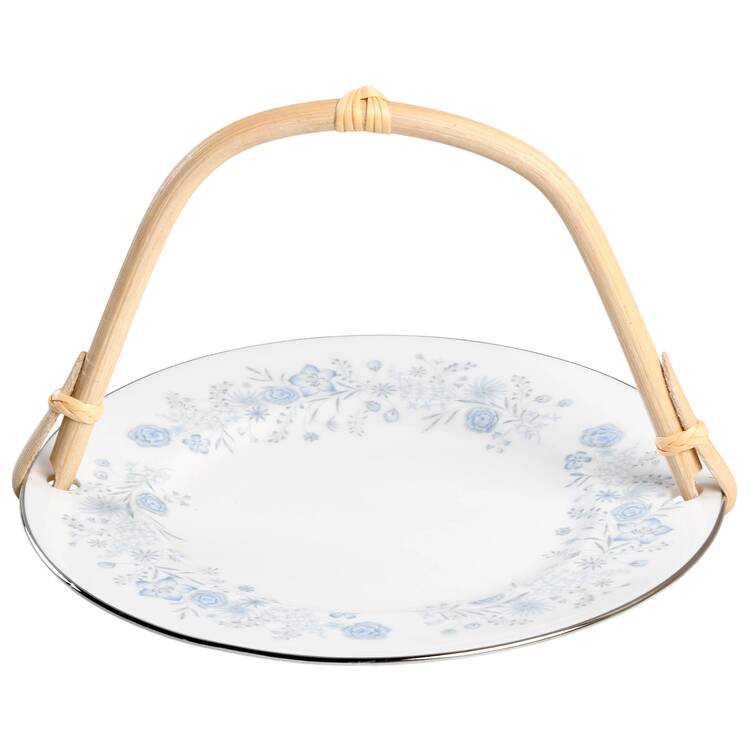 Belle Fleur 5 3/8"-5 5/8" Bamboo Handled Serving Plate  HC