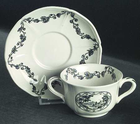 Bewick Black Flat Bouillon Cup & Saucer