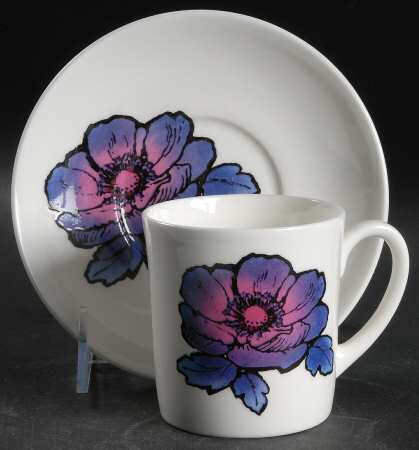 Blue Anemone Flat Cup & Saucer Set