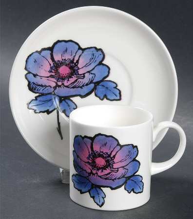 Blue Anemone Can Shape Demitasse Cup and Saucer Set