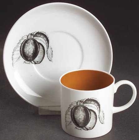 Black Fruit Flat Demitasse Cup & Saucer Set