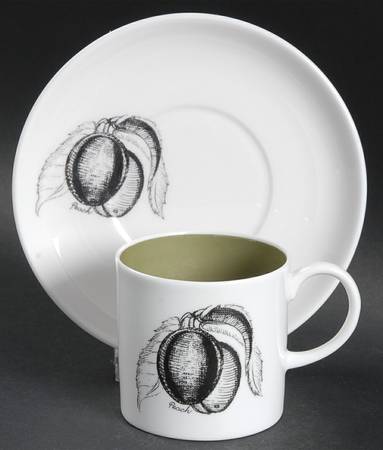 Black Fruit Flat Demitasse Cup & Saucer Set