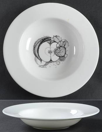Black Fruit Rim Soup Bowl