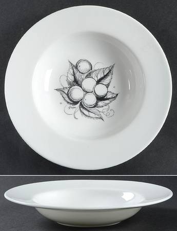 Black Fruit Rim Soup Bowl