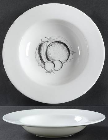 Black Fruit Rim Soup Bowl