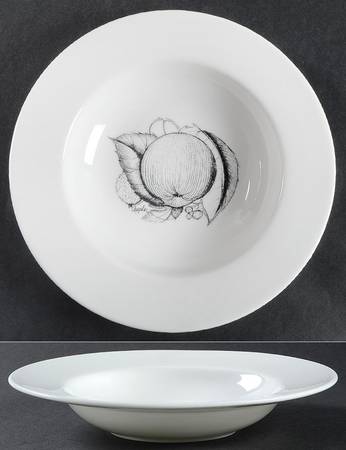 Black Fruit Rim Soup Bowl
