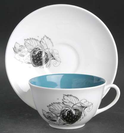 Black Fruit Flat Cup & Saucer Set