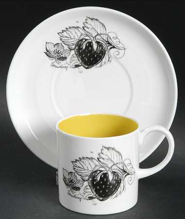 Black Fruit Flat Demitasse Cup & Saucer Set