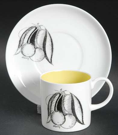 Black Fruit Flat Demitasse Cup & Saucer Set