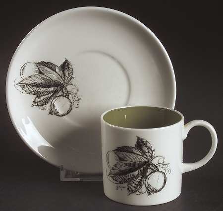 Black Fruit Flat Demitasse Cup & Saucer Set