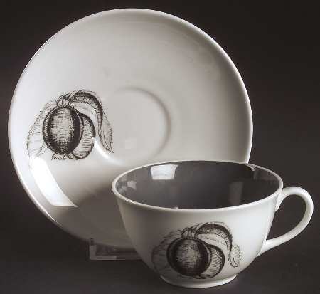 Black Fruit Flat Cup & Saucer Set
