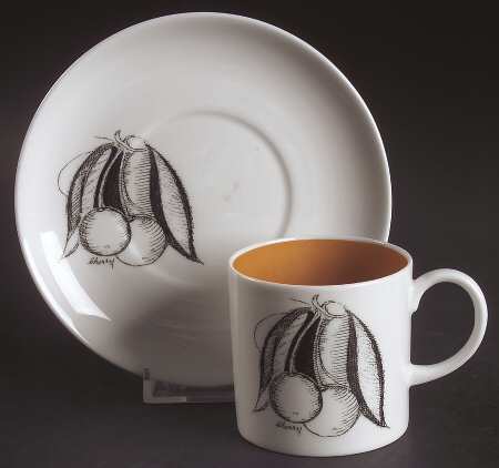 Black Fruit Flat Demitasse Cup & Saucer Set