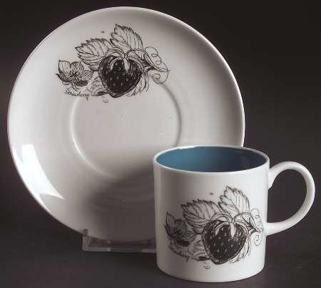 Black Fruit Flat Demitasse Cup & Saucer Set