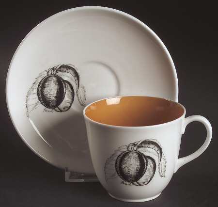 Black Fruit Flat Cup & Saucer Set