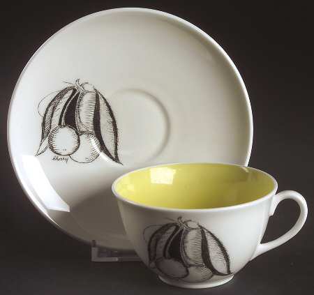 Black Fruit Flat Cup & Saucer Set