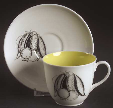 Black Fruit Flat Cup & Saucer Set