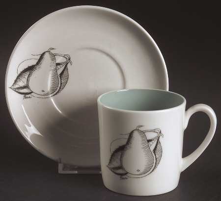 Black Fruit Flat Cup & Saucer Set