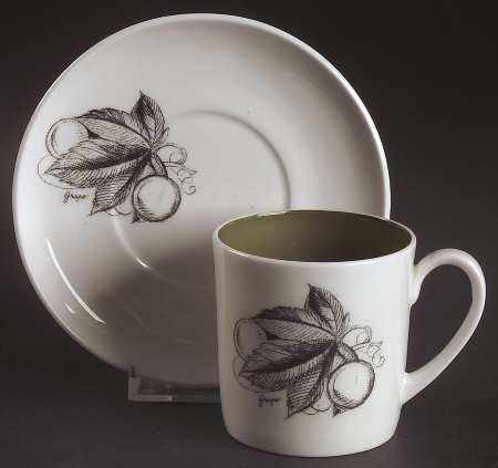Black Fruit Flat Cup & Saucer Set