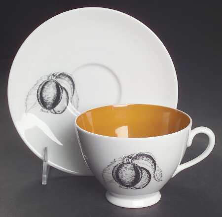 Black Fruit Oversized Cup & Saucer Set