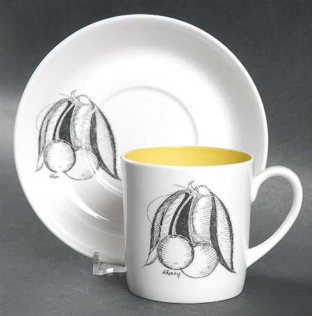 Black Fruit Flat Cup & Saucer Set