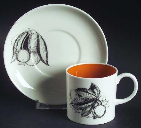 Black Fruit Flat Demitasse Cup & Saucer Set
