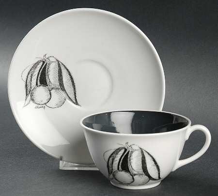 Black Fruit Flat Cup & Saucer Set