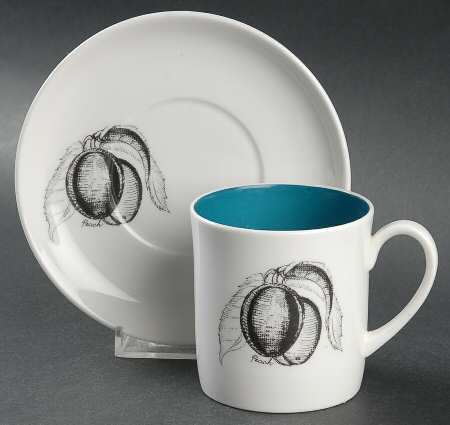 Black Fruit Flat Cup & Saucer Set